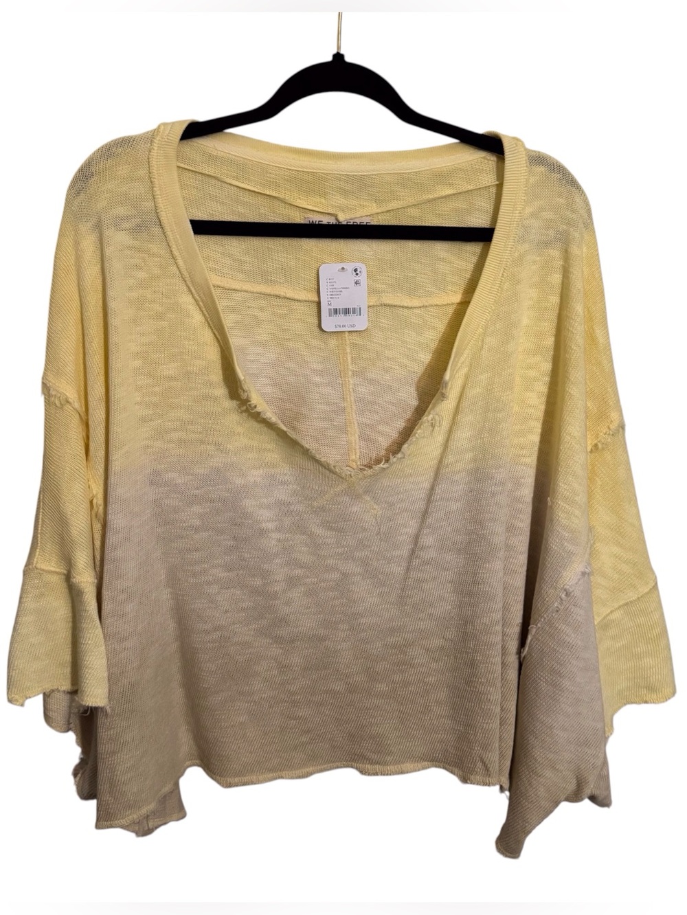 We The Free NWT Medium Midnight Washed Top Ombré Oversized Boho Cotton Beach